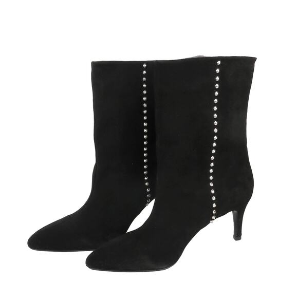 ZARA New Genuine Split Suede Studded Heeled Ankle Boots Women 6 EU 36 - Picture 2 of 10